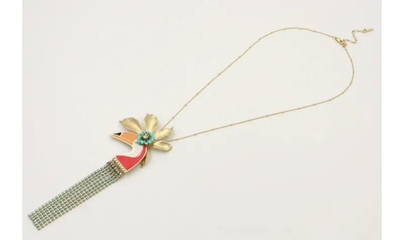 Colgante de cadena oro mate con microbolas, flor o