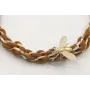 Collar cordón trenzado marrón y liberty con flores