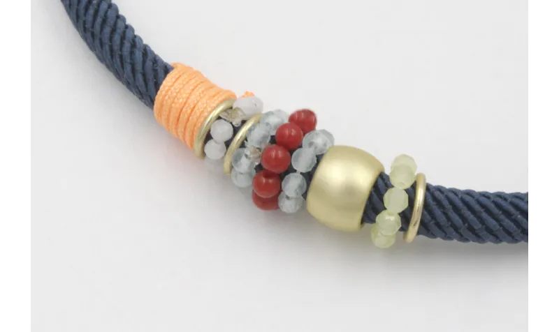 Pulsera de cordón trenzado retorcido color azul ma