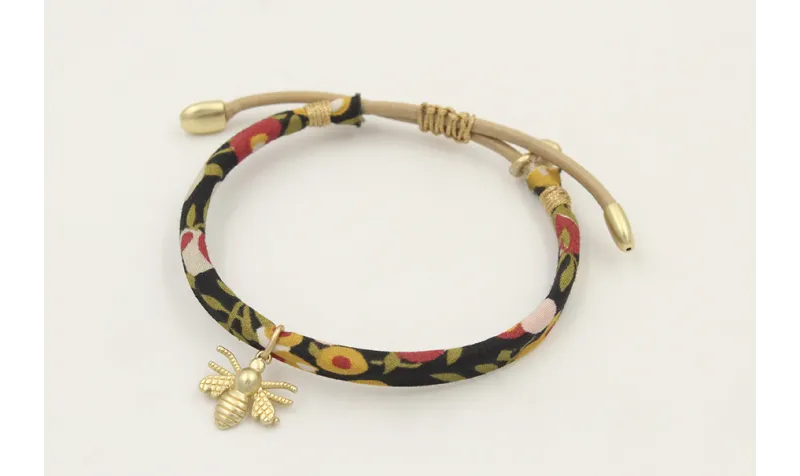 Pulsera regulable de cinta liberty en tonos marron