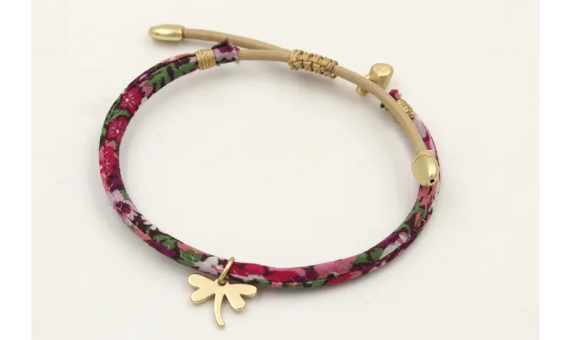 Pulsera regulable de cinta liberty en tonos morado