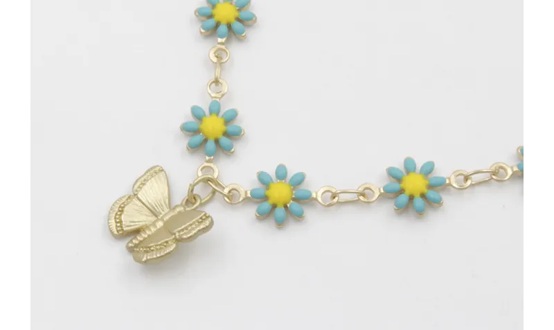 Colgante de cadena de margaritas esmaltadasturques