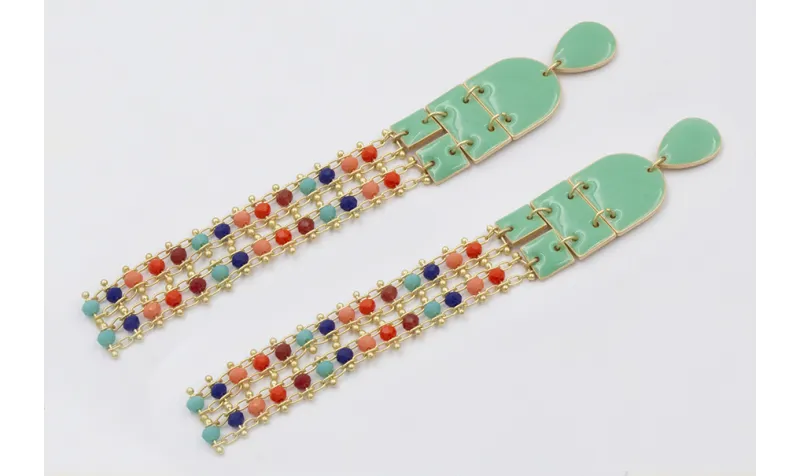 Pendientes perno gota, colgantes semi ovalo, cuadr