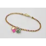Pulsera cadena de strass naranja, rosa, fucsia con