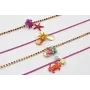 Pulsera cadena eslabón plano fucsia con colgante c