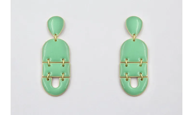 Pendientes perno gota, colgantes semi ovalo, cuadr