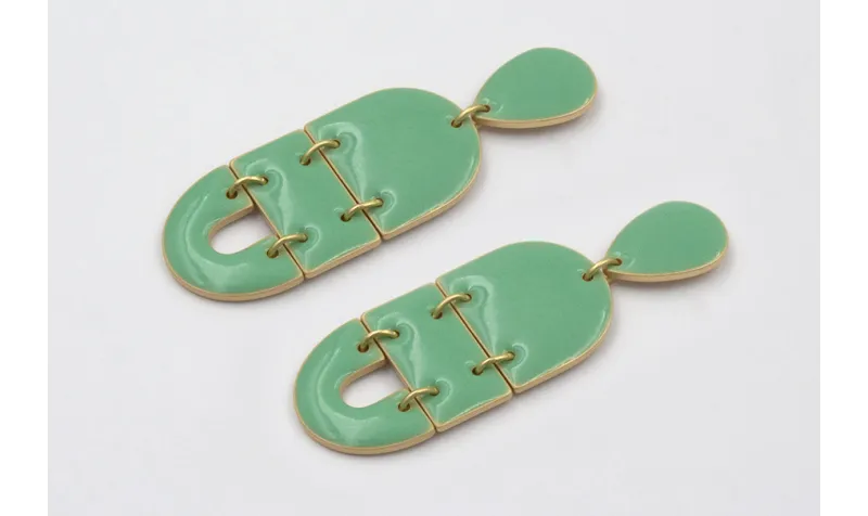 Pendientes perno gota, colgantes semi ovalo, cuadr