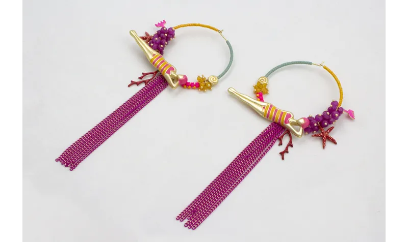 Pendientes aro dorado mate grande con miyuki mosta