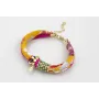 PULSERA SEDA NATURAL FUCSIA Y LAZO TUBO KIMONO AMA