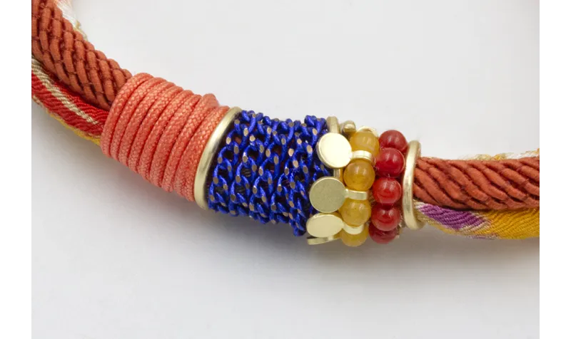 PULSERA LAZO TUBO KIMONO AMARILLO Y CORDÓN RETORCI