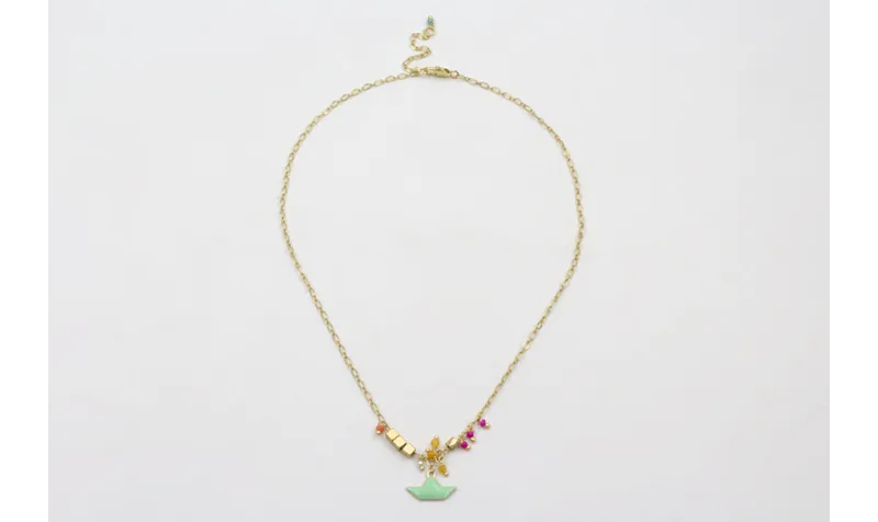 Collar cadena eslabón ovalado dorado mate con colg