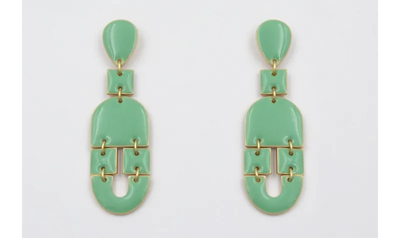 Pendientes perno gota, colgantes semi ovalo, cuadr