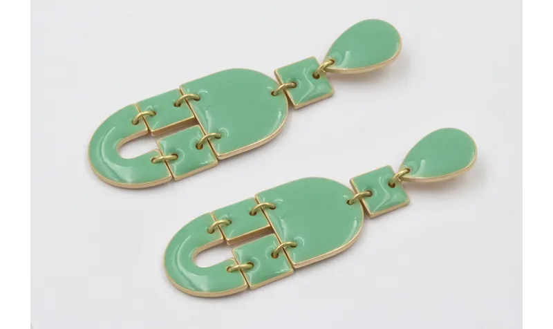 Pendientes perno gota, colgantes semi ovalo, cuadr