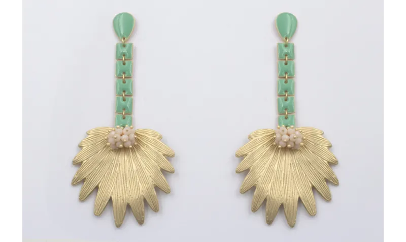 Pendientes perno gota esmaltada turquesa, cuadrado