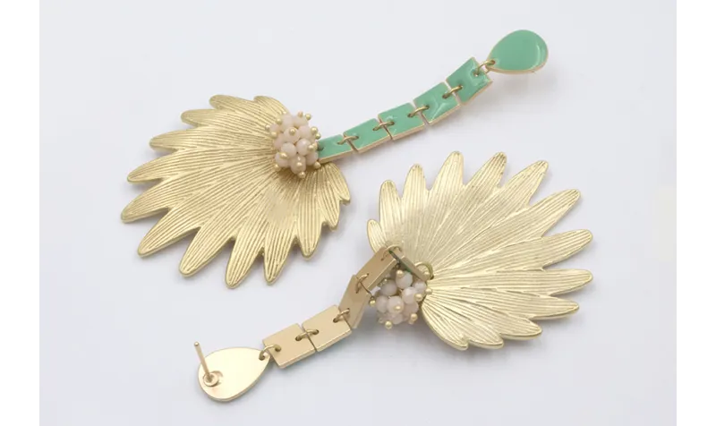 Pendientes perno gota esmaltada turquesa, cuadrado