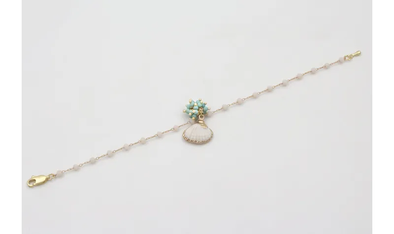 Pulsera cadena facetadas opal con burruño de bolas