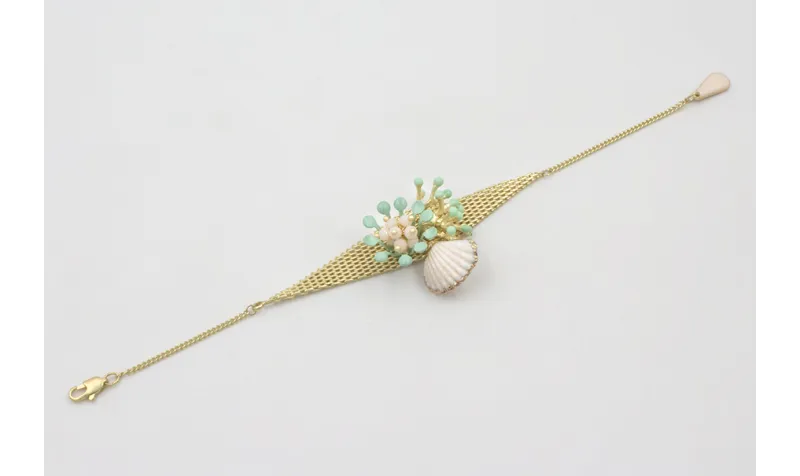 Pulsera cadena eslabón plano y maya rombo con bola