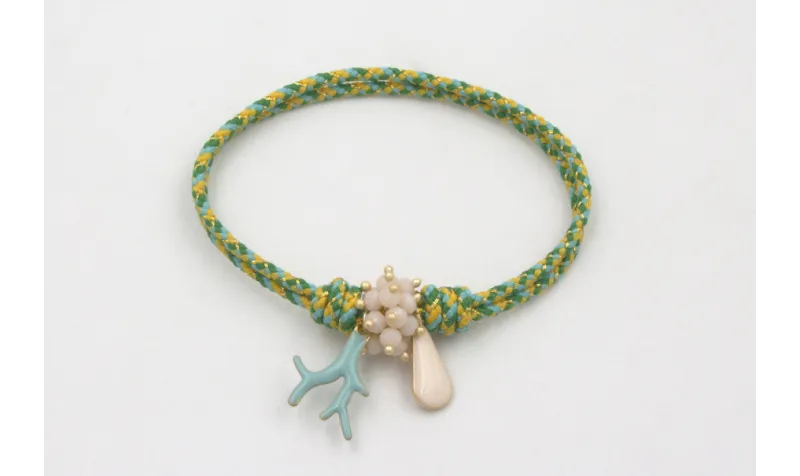 Pulsera nudo corredizo de driza verde y turquesa c