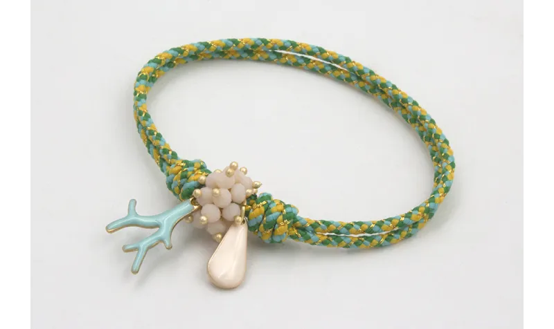 Pulsera nudo corredizo de driza verde y turquesa c