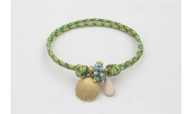 Pulsera nudo corredizo de driza verde y turquesa c