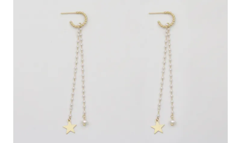 Pendientes aro semicirculo bolitas dorado mate con