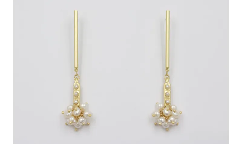 Pendientes listón dorado mate con entrepieza y bur