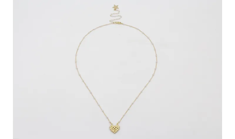 Collar cadena eslabón plano con perla intercalada 