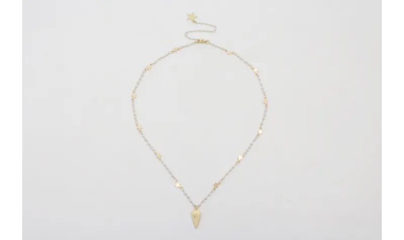 Collar cadena eslabón estrella con perla intercala