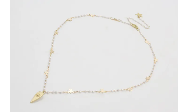 Collar cadena eslabón estrella con perla intercala