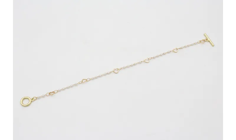 Pulsera cadena eslabón corazón con perla intercala