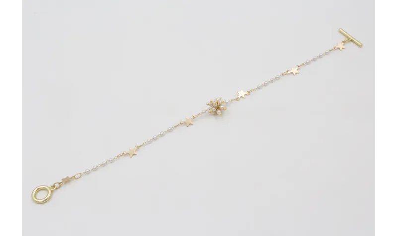Pulsera cadena eslabón estrella con perla intercal