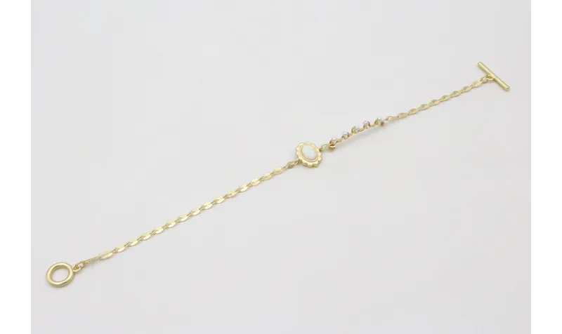 Pulsera cadena eslabón ovalado aplastado con entre