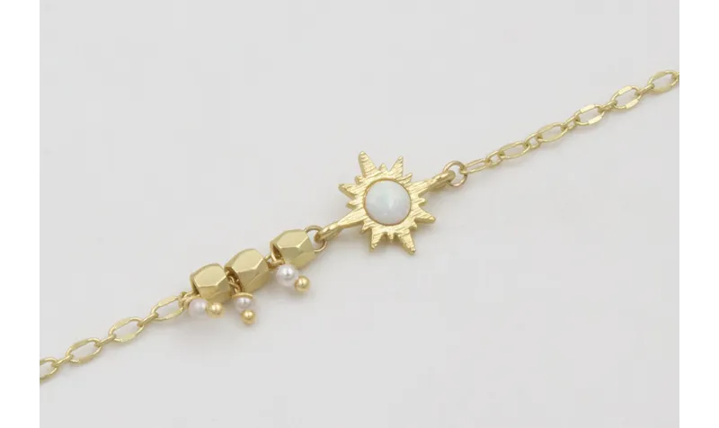 Pulsera cadena eslabón ovalado con entrepieza sol 