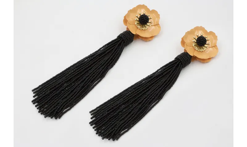 Pendientes flor sobrepuesta esmaltada melocotón, b