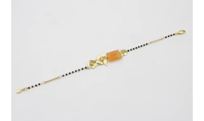 Pulsera cadena miyuki negro con eslabón alargado c