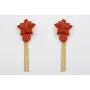 Pendientes flor abalorio coral con disco abalorio 