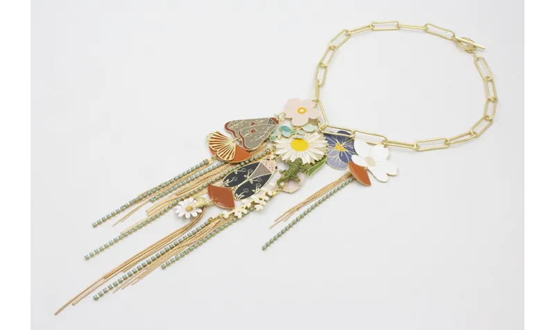 Collar cadena eslabón alargado grande con colgante