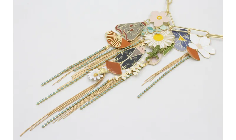 Collar cadena eslabón alargado grande con colgante