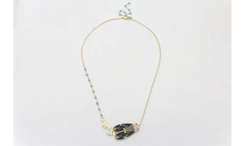 Collar cadena eslabón ovalado dorado mate y cadena