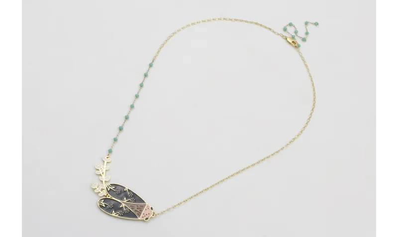 Collar cadena eslabón ovalado dorado mate y cadena