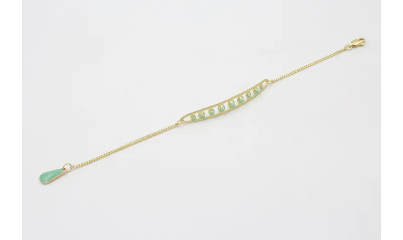 Pulsera cadena eslabón plano dorado mate con vaina