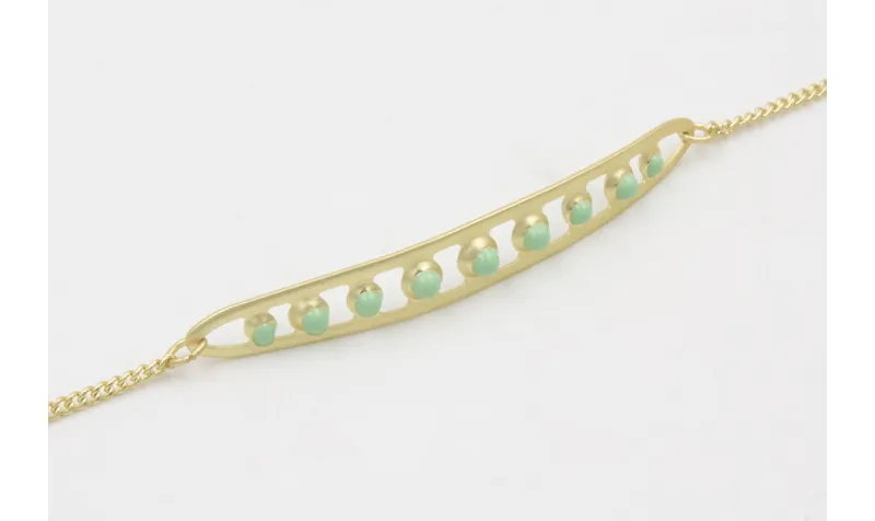 Pulsera cadena eslabón plano dorado mate con vaina