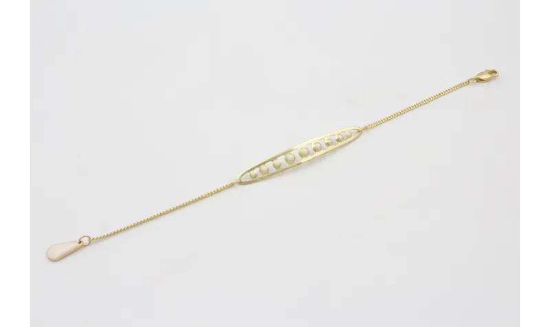 Pulsera cadena eslabón plano dorado mate con vaina