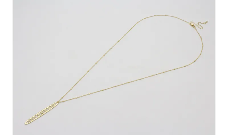 Collar cadena micro bola dorada mate con colgante 