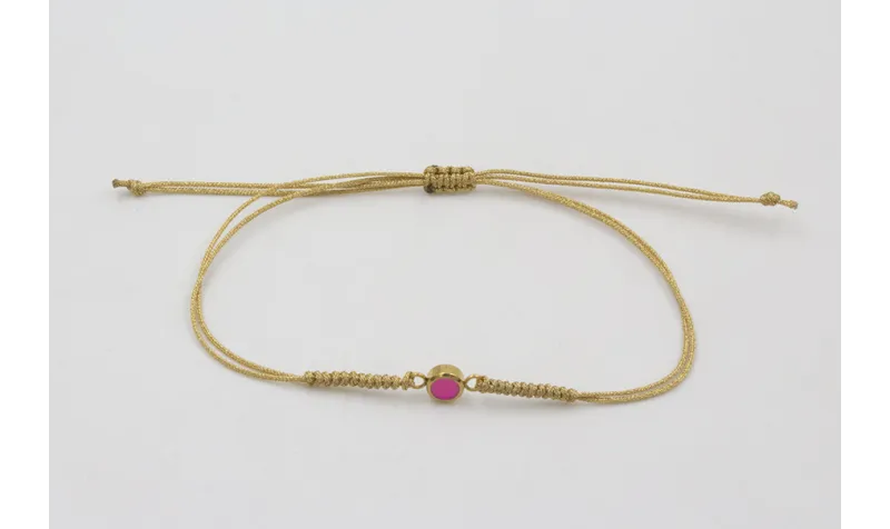 Pulsera acero inoxidable hilo dorado con entrepiez