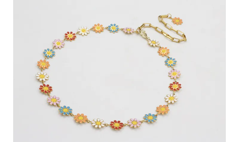 Collar acero inoxidable cadena de margaritas esmal