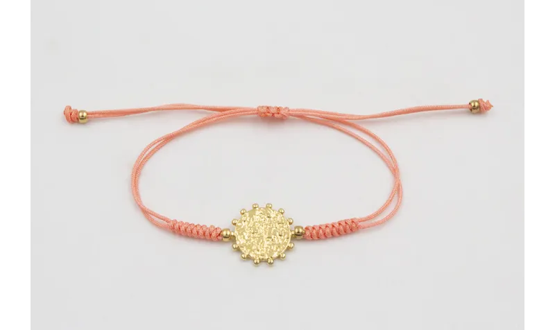Pulsera  ORO18k-3 micras hilo salmón con nudo serp