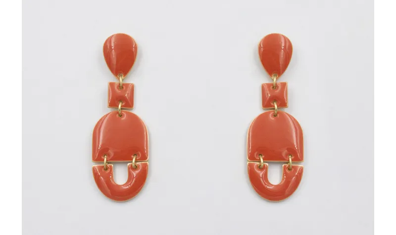 Pendientes de gota con cuadrado, semi ovalo,herrad