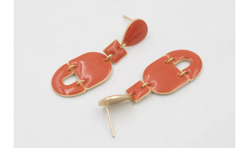 Pendientes de gota con cuadrado, semi ovalo,herrad