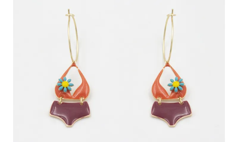 Pendientes aro mediano dorado mate con bikini esma